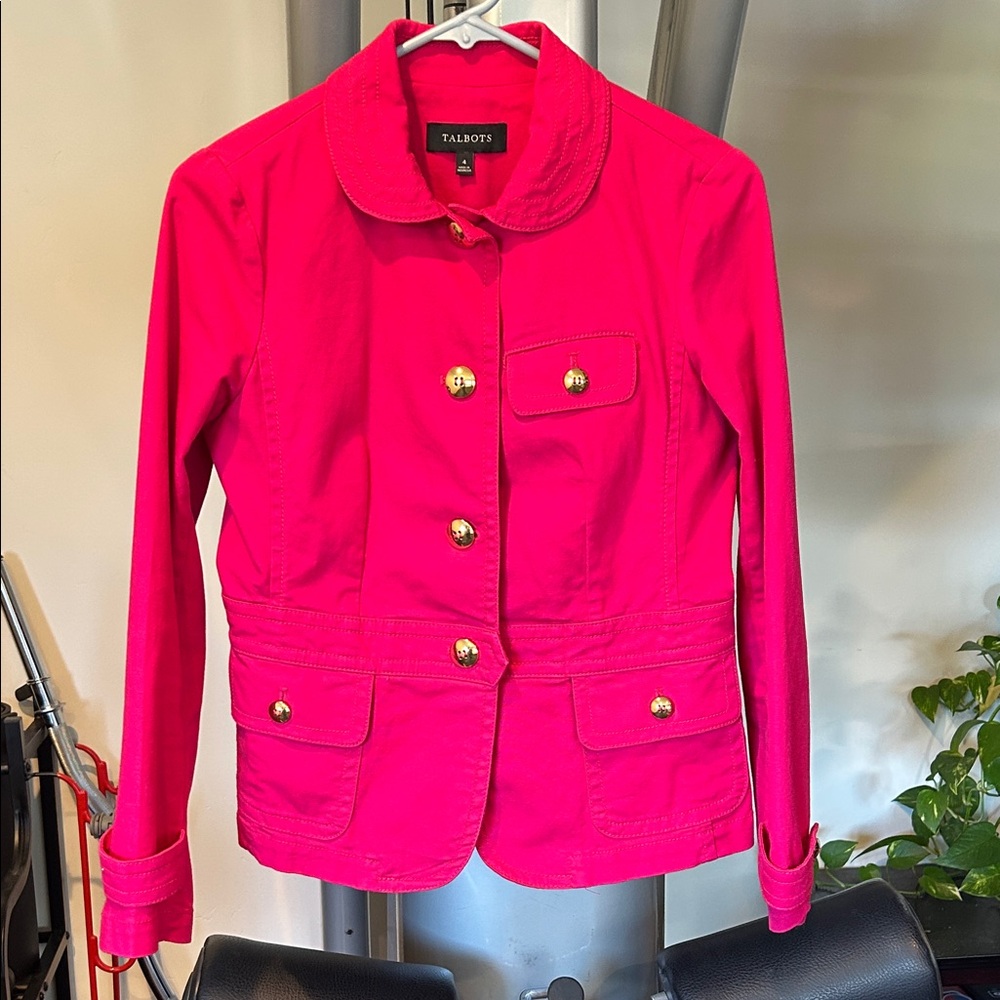 Talbots Women's Bright Pink Blazer 97% cotton size 4